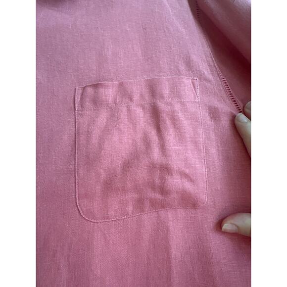 Units Pink Collar Button Down 100% Linen Pink Collar Button Down - Picture 3 of 8